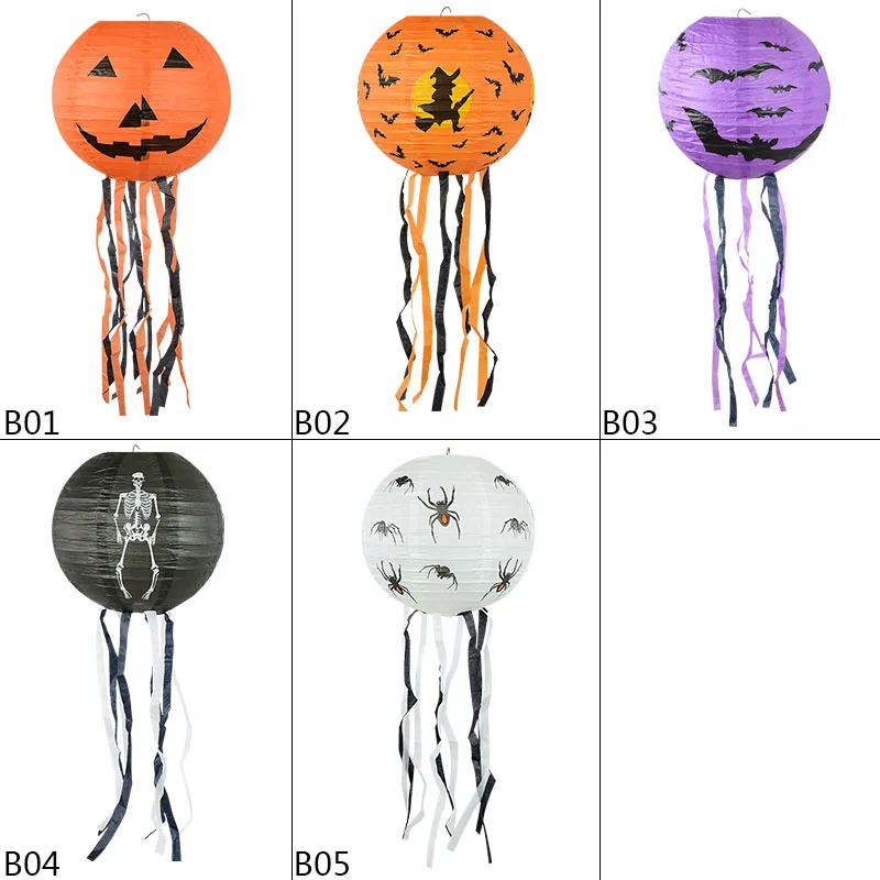 

1pc Halloween Paper Lantern Pumpkin Spider Skull Bat Hanging Pendant Party Decoration Holiday Supplies For Home Paper Lamp