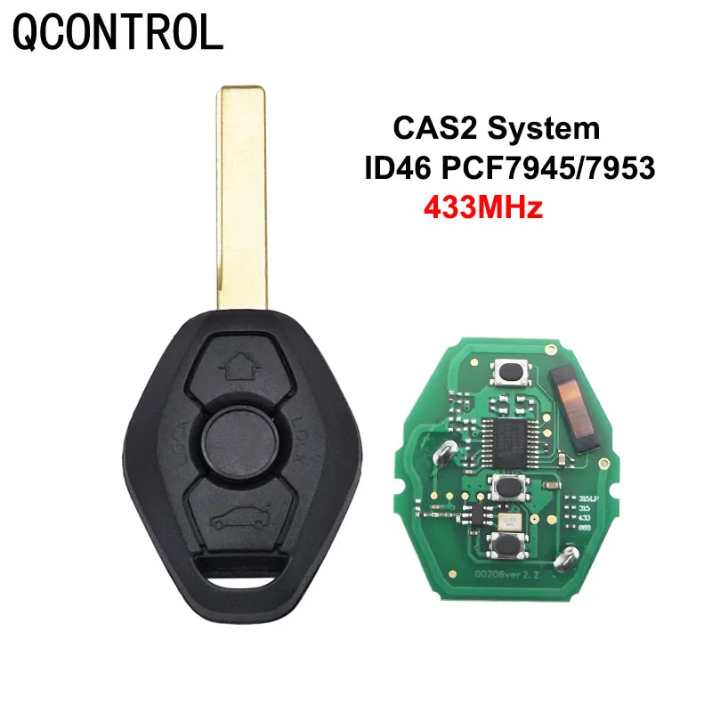 QCONTROL 433 MHz FSK Remote Key fit for BMW 3/5 Series CAS2/CAS2+ System  HU92 Key Blade ID46-7945 Chip