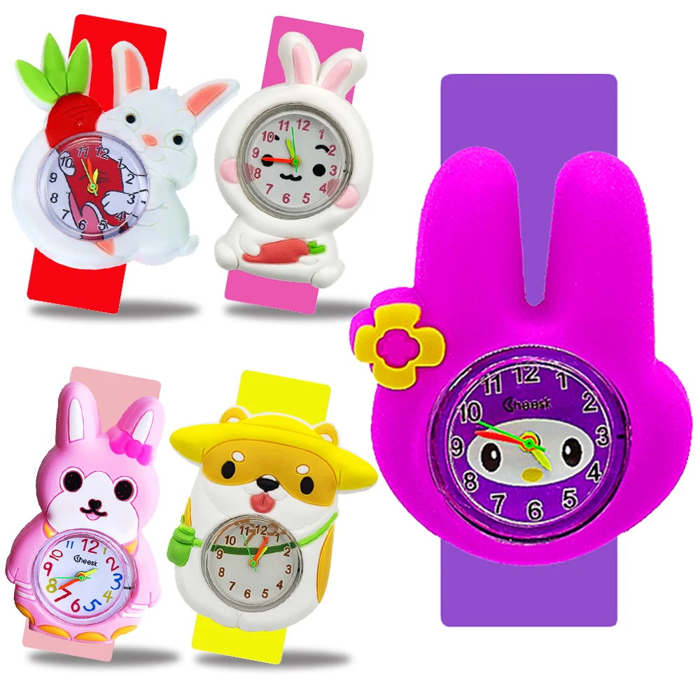 

Часы Детские с Белым Кроликом, детские наручные кварцевые часы для девочек, студенческие, подарок на Рождество