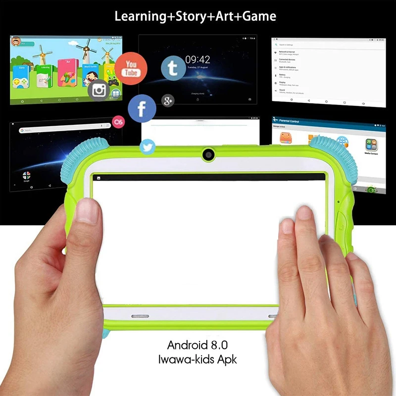 

7-Inch Children's Tablet Smart Learning Machine 1024 x 600 IPS Dual Camera 2+16G 2MP Support Bluetooth WiFi(EU Plug)