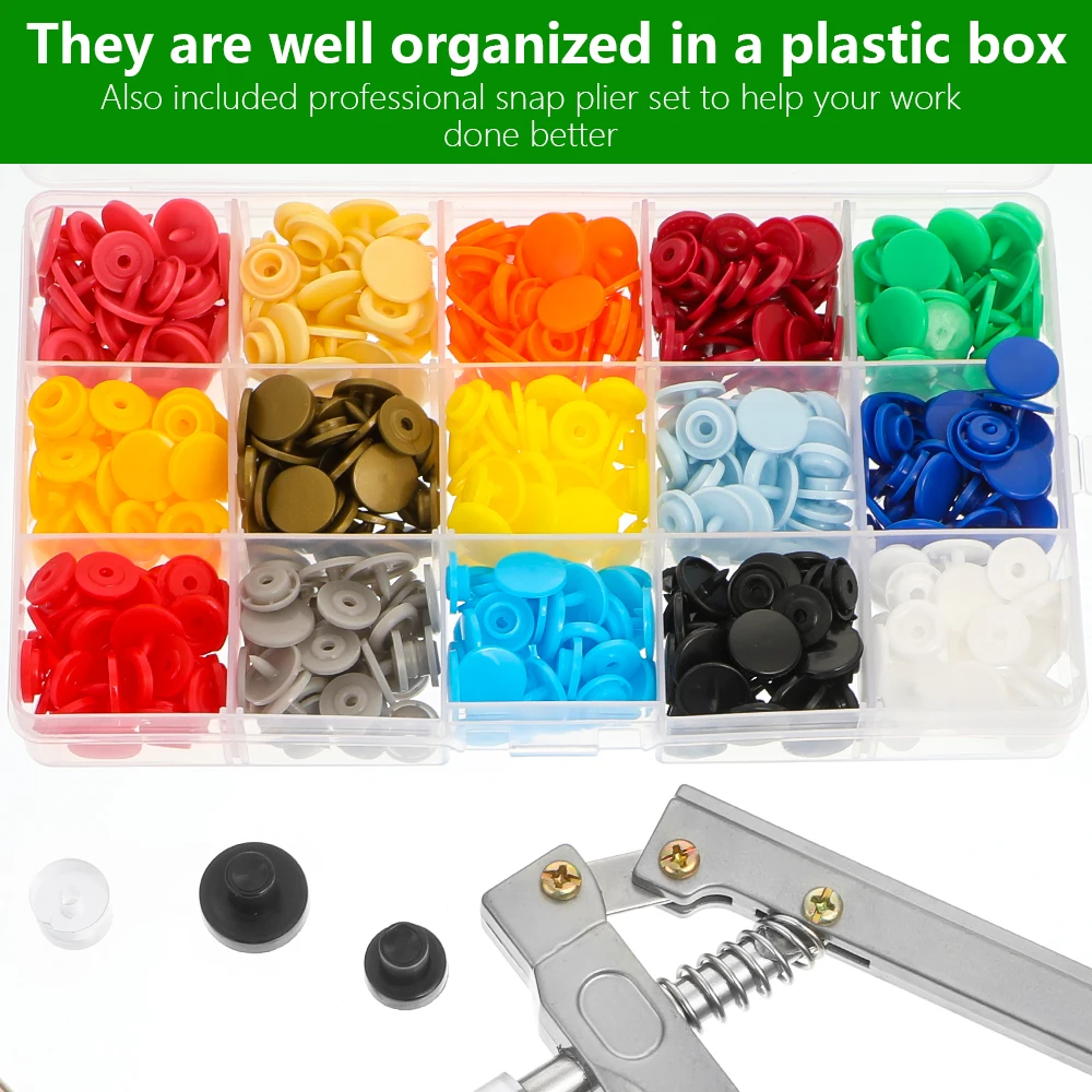 U Shape Fastener Snap Pliers Button + 150 Set T5 Plastic Resin Press Stud Cloth Machine Sewing Tool | Дом и сад