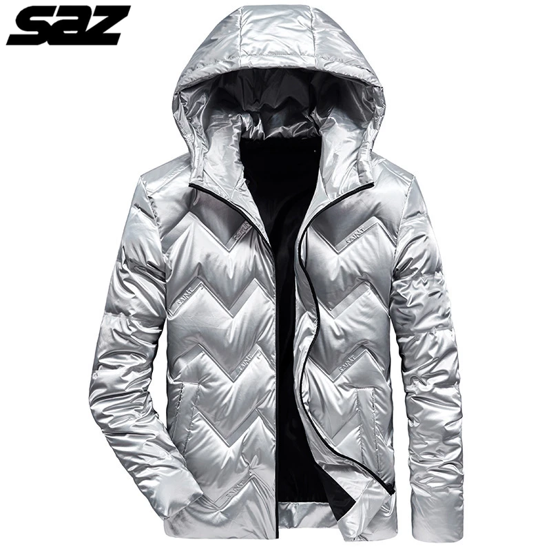 

Мужской пуховик с капюшоном Saz, Черный пуховик на белом утином пуху, зима 2020