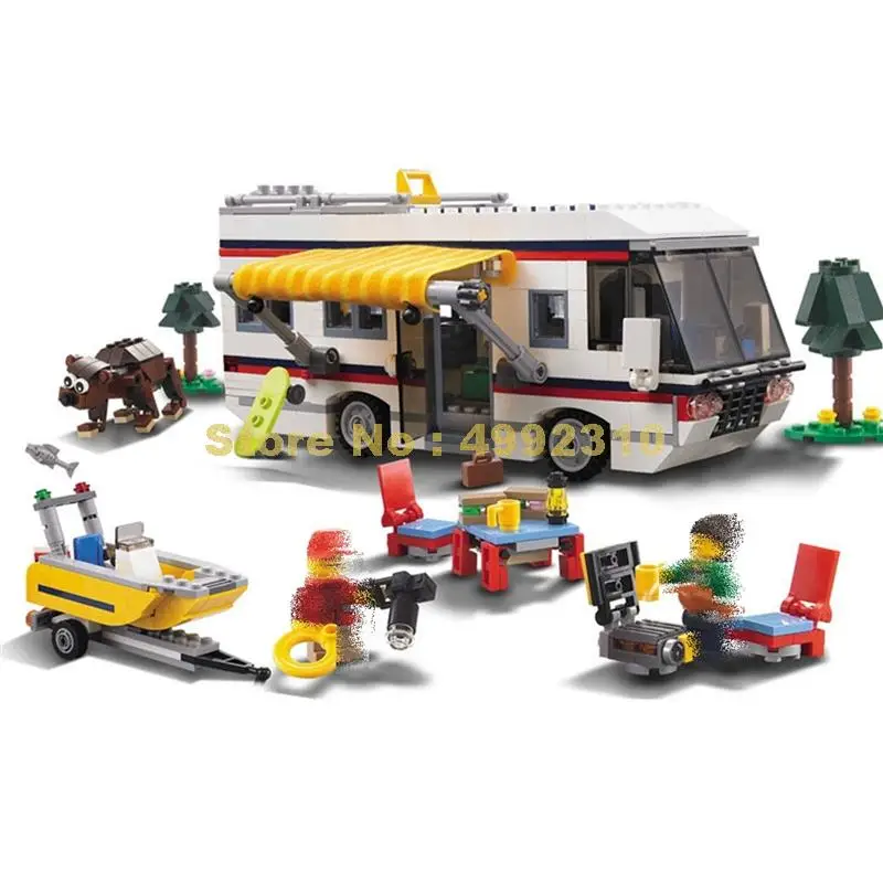 3117 792 шт каникулы getaways camper Лето 3в1 2 фигурки 31052 строительный блок кирпичи игрушка