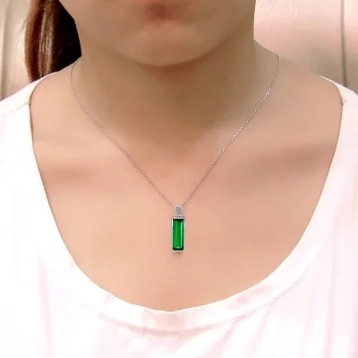 Серебряное колье HOYON с изумрудным подвеской из 925 серебра для женщин свадебные украшения зеленый драгоценный камень бижутерия нефрит Bijoux бесплатная доставка.