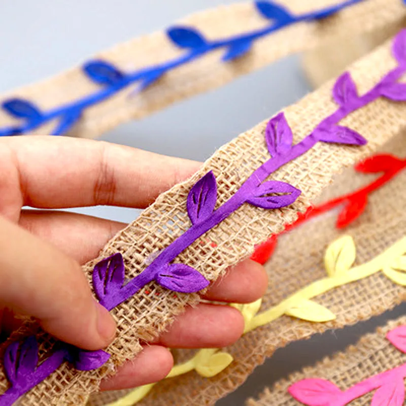 3 см/2 м имитация листьев Кружева хессиань пеньковая лента Плетение ручной работы