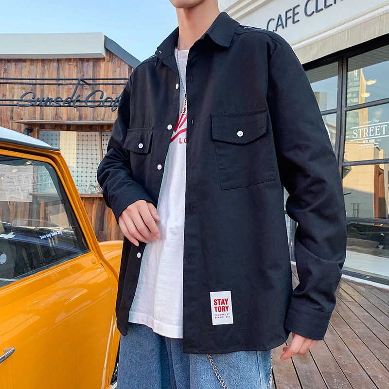 Рубашка мужская с длинным рукавом Повседневная Свободная уличная модная одежда