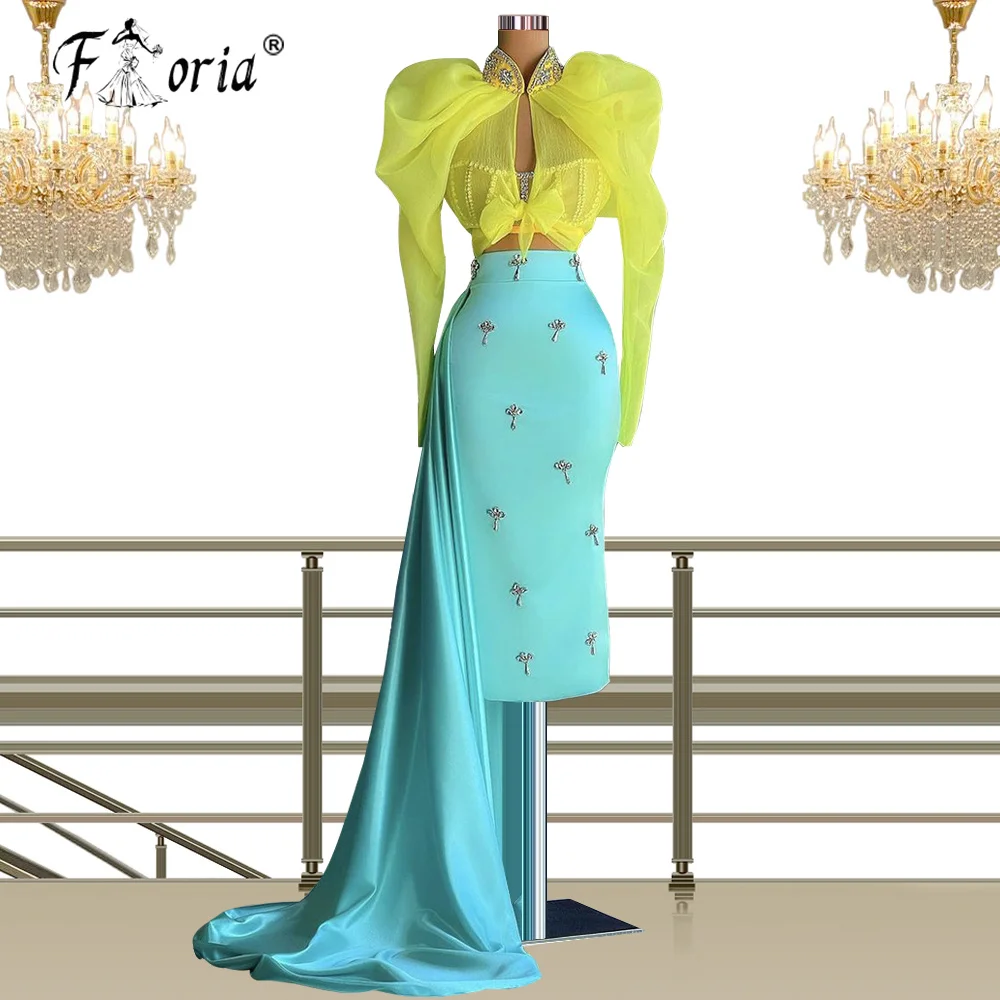 

Коктейльные платья Haute Couture из двух предметов, модное платье с длинным рукавом для выпускного вечера, вечернее платье знаменитости, коктейль...