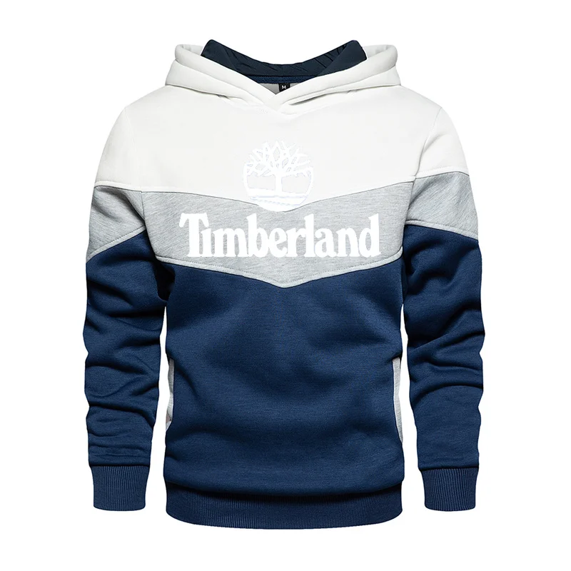 

Men's Stitching Timberland Fashion Autumn And Winter Hooded Sports Hoodie Clothing Casual Loose Polar Fleece Warm Street clothin