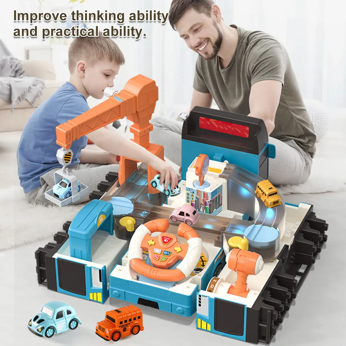 

Bus City Multifunctional Deformation Toy Child Education Car Interaction Simulation Driving Baby Toys Gift Electric Light Music
