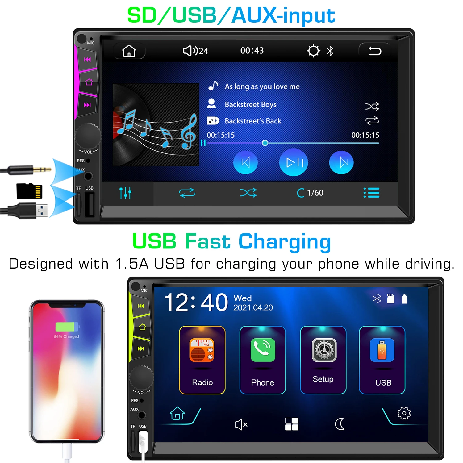 $75.30 Universal 2din 7inch MP5 Player Apple Carplay And Android Auto FM Bluetooth Car Audio For Nissan Toyota Universal Double Din Car