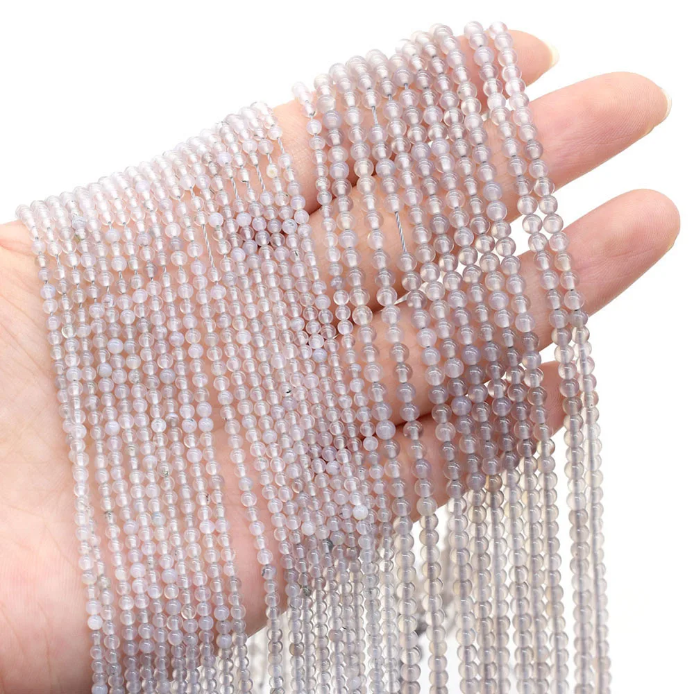 

Natural Stone Beads Polished Round Scattered Grey Agates Beading Stone Charms for Jewelry Making Necklace Bracelet Gift