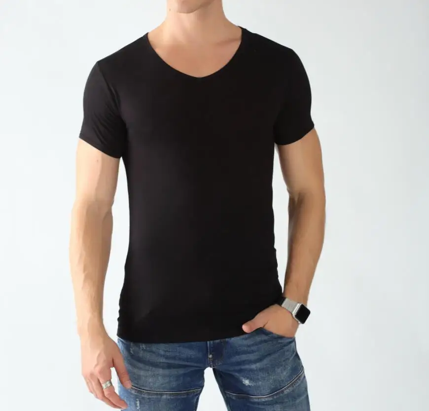 

Summer men's short-sleeved thin V-neck loose T-shirt Plus Size yt890