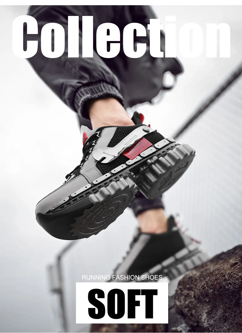 39-45Fashion Casual Shoes Men Lighted Breathable Mesh Sneakers Men Outdoor hip hop Lace Up Non-slip Sapatos de corrida