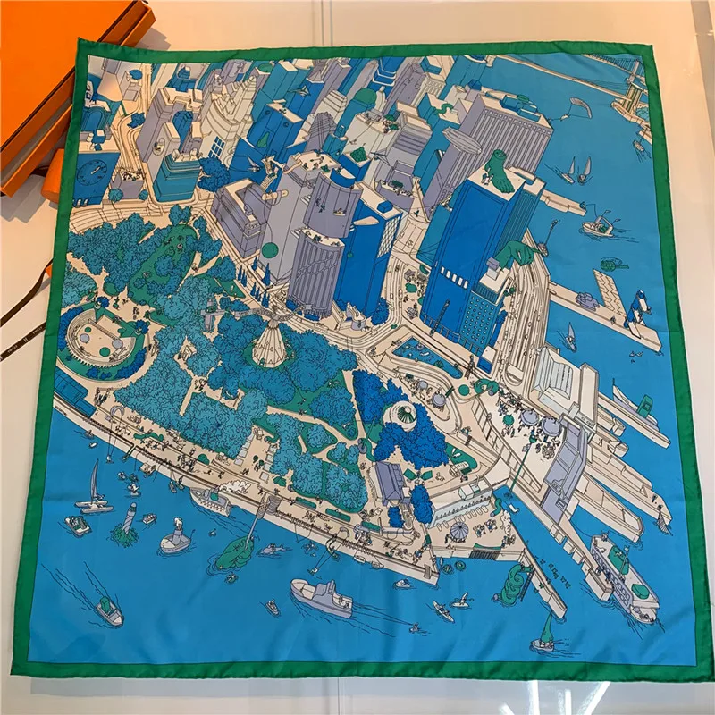 Шарф пляж и город 90 см плетеный саржевый шелковый шарф квадратная шаль брендовый