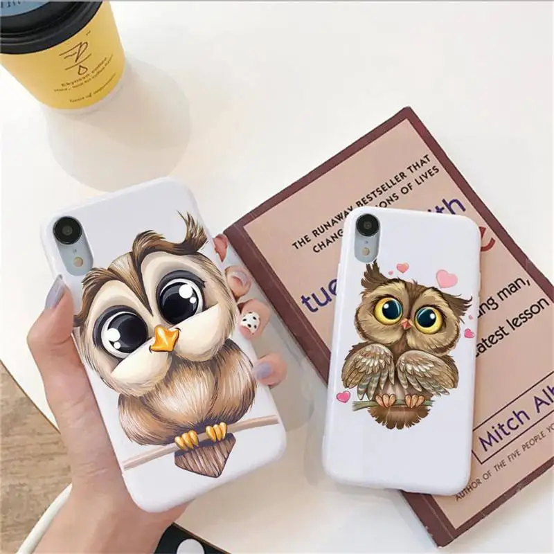 

Animal Cute Cartoon Owl Phone Case For Iphone 6 6s 7 8 Plus XR X XS XSmax 11 12 Pro Mini Max Candy White Silicone Cover