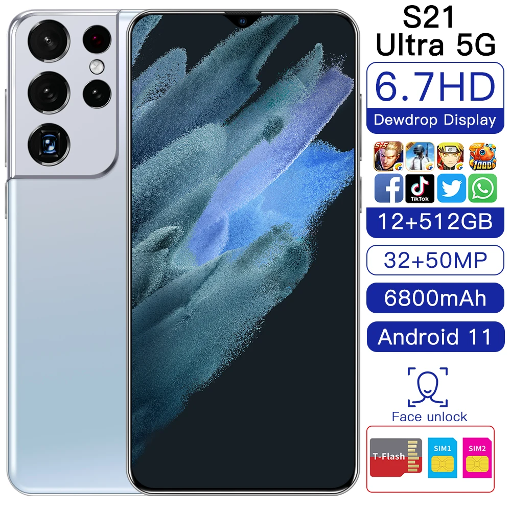 

Official Original Smartphone New S25Ultra 5G Global Version 7.2 Inch Screen 12GB 512GB 24MP 48MP Camera Face ID Snapdragon 888