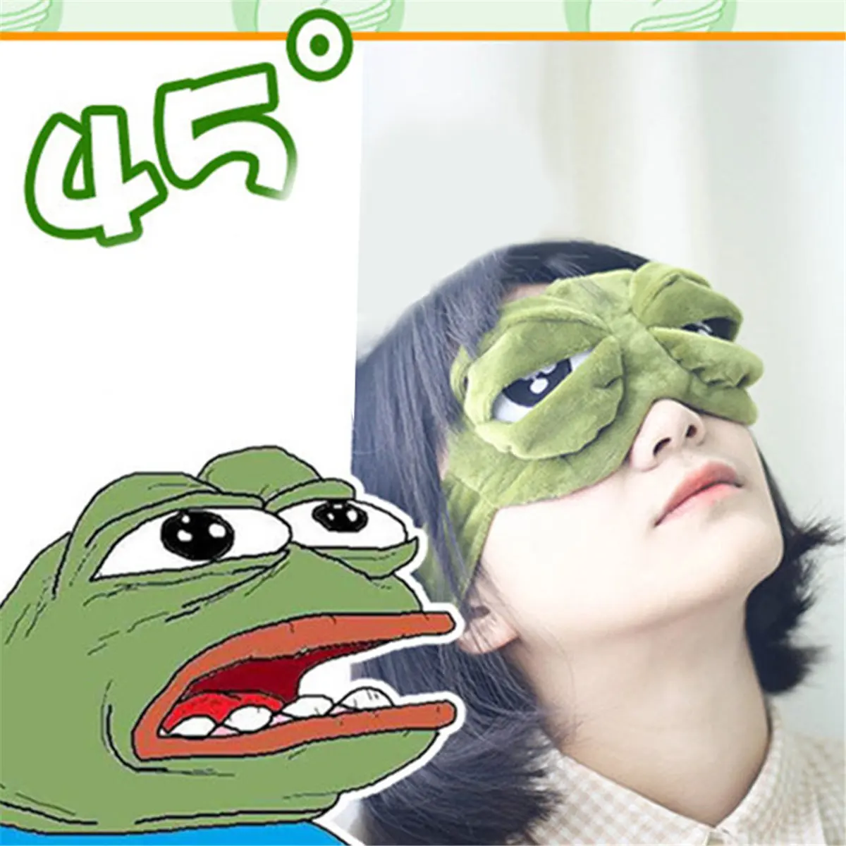 

3D Sad Frog Sleep Mask Rest Travel Relax Sleeping Aid Blindfold Ice Cover Eye Patch Sleeping Mask Case Anime Cosplay Costumes