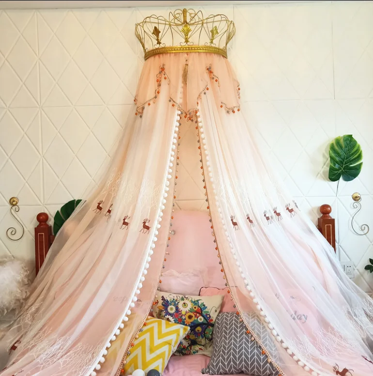 

New European style princess bed curtain bed head curtain bed curtain decoration girl heart veil with frame