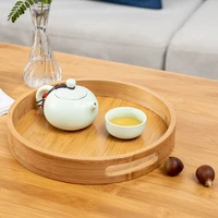 japanese style bamboo round tea tray food serving plate snack deseert plate creative baking bread fruit dishes drink platter