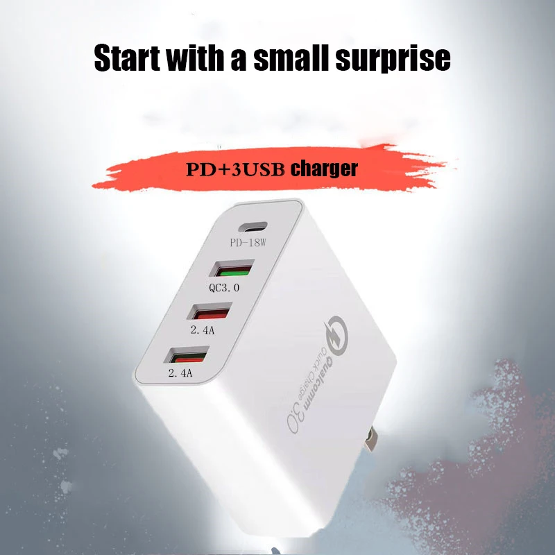 2 порта 2.4A Быстрая зарядка 3 0 USB зарядное устройство ЕС США Тип C PD 18 Вт быстрое для
