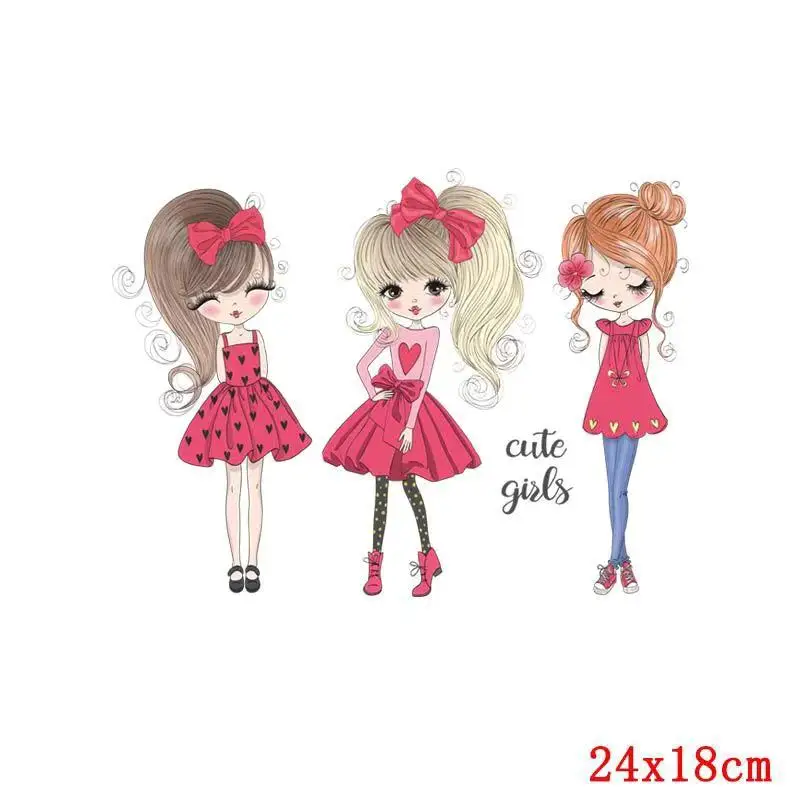 Мультяшный город девушка фея одежда теплопередача печать три девушки горячее