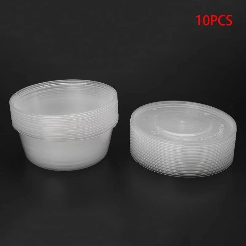 10Pcs 300ml Plastic Disposable Lunch Soup Bowl Food Round Container Box With Lids New | Дом и сад