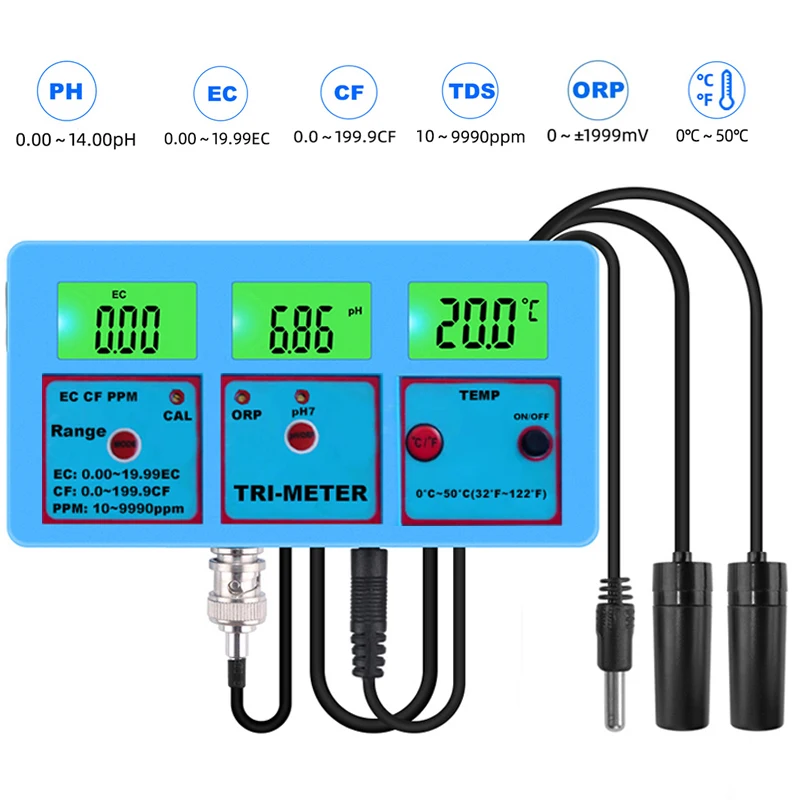 6 в 1 PH EC CF ORP TDS измеритель температуры монитор качества воды аквариум для