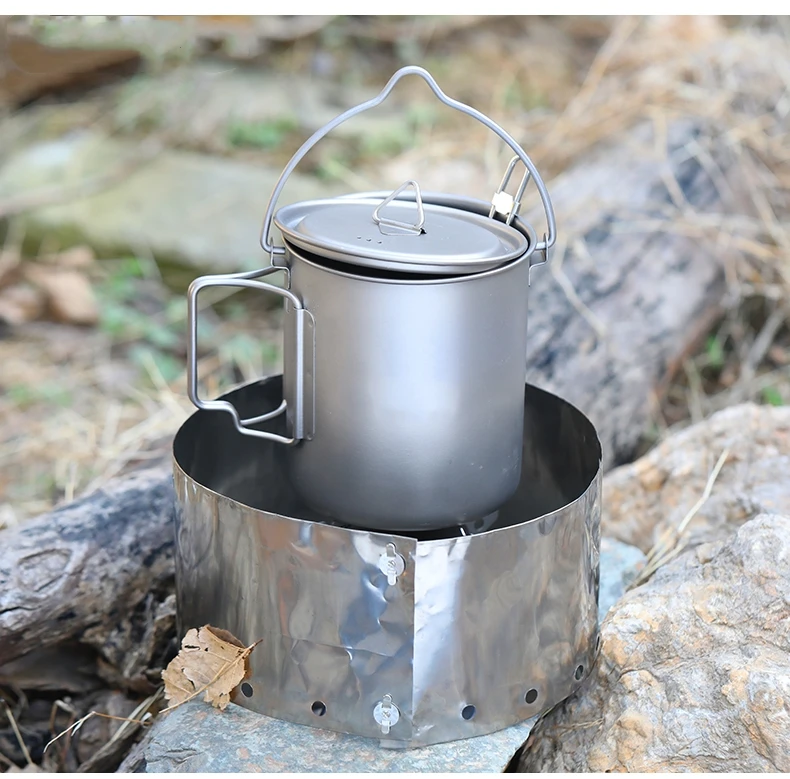 Портативная посуда из чистого титана для кемпинга пикника подвесная и вилка