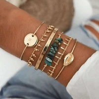 fashion bohemian multi layer bracelets golden star moon letter geometric crystal charm bracelet for women jewelry gift wholesale