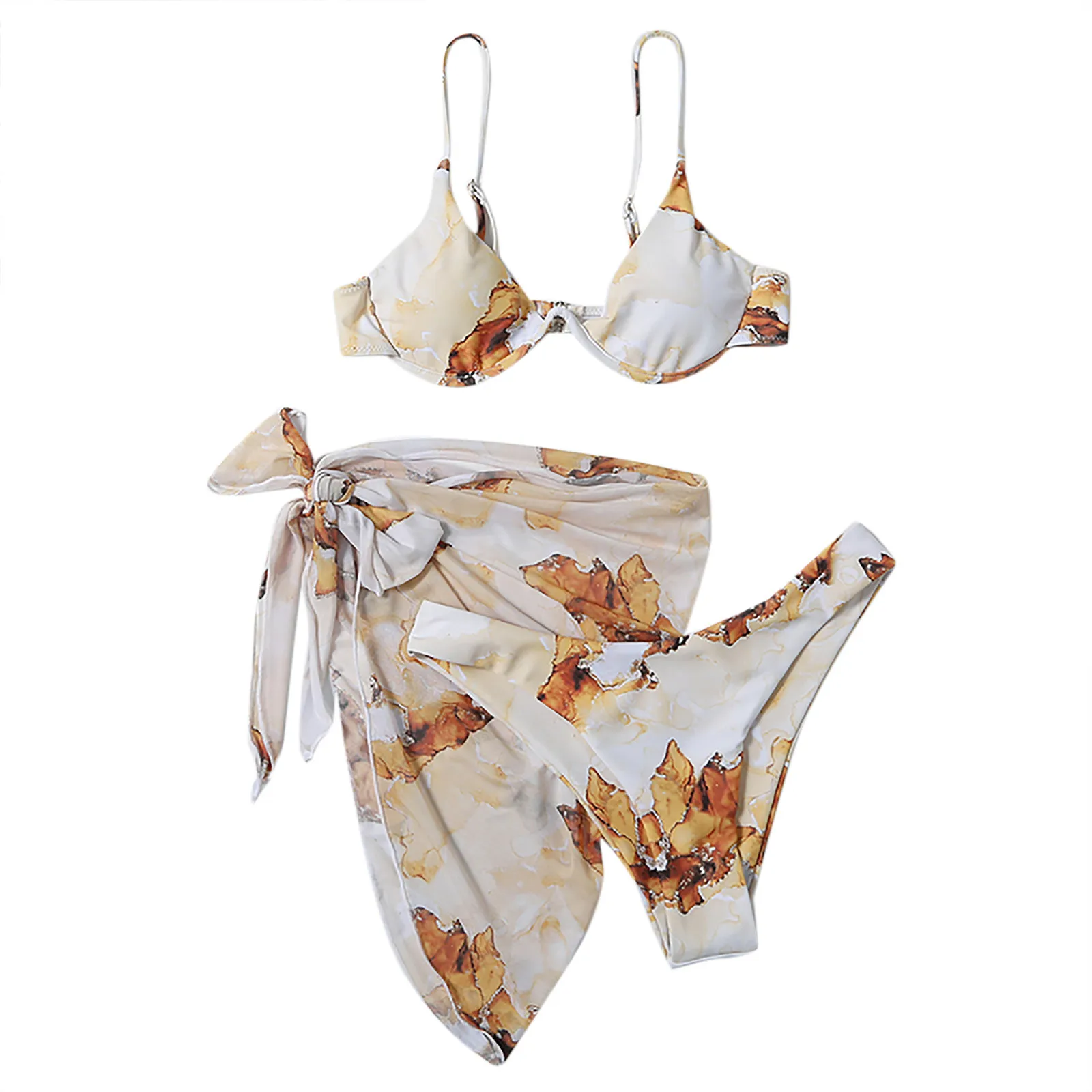 3 шт. микро бикини пуш-ап Мягкий купальный костюм женский шифоновый сексуальный