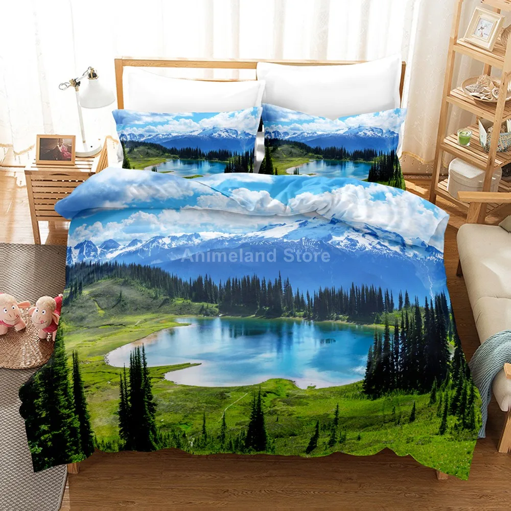 Комплект постельного белья Snow Mountain украшение для дома одеяло покрывало и озерной