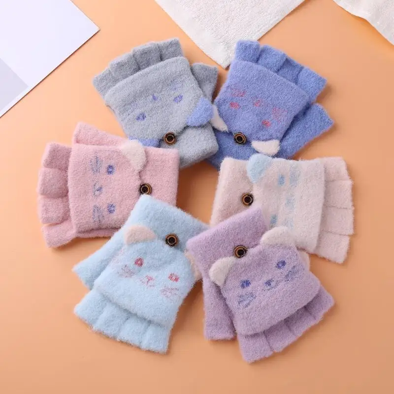 2pcs Cute Winter Warm Gloves Newborn Baby Thicken Stretch Magic Mittens Fingerless Infants Boys Girls Outdoor Ski | Детская одежда и