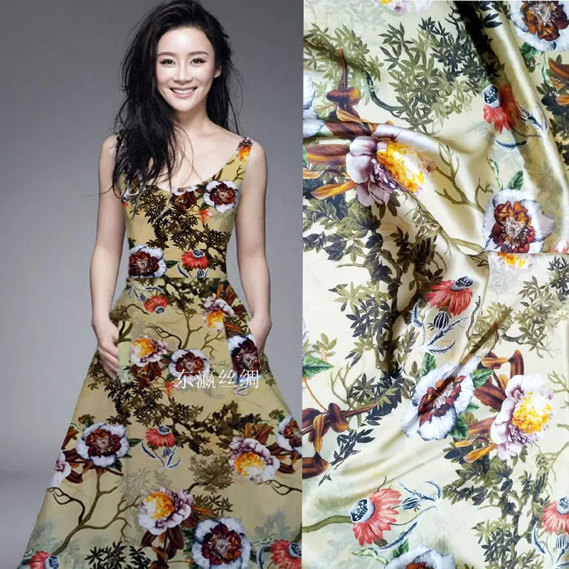 

Осень новинка ширина 19 Момми 94% шелк спандекс Фирменная шармёзная ткань для женщин сделай сам шитье Бесплатная доставка модная ткань принто...