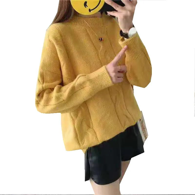 

Cotday Loose Slim Solid 2021 New Korean Version Autumn Winter Bottoming Shirt Pullover Sweater Women College Show Women Sweater