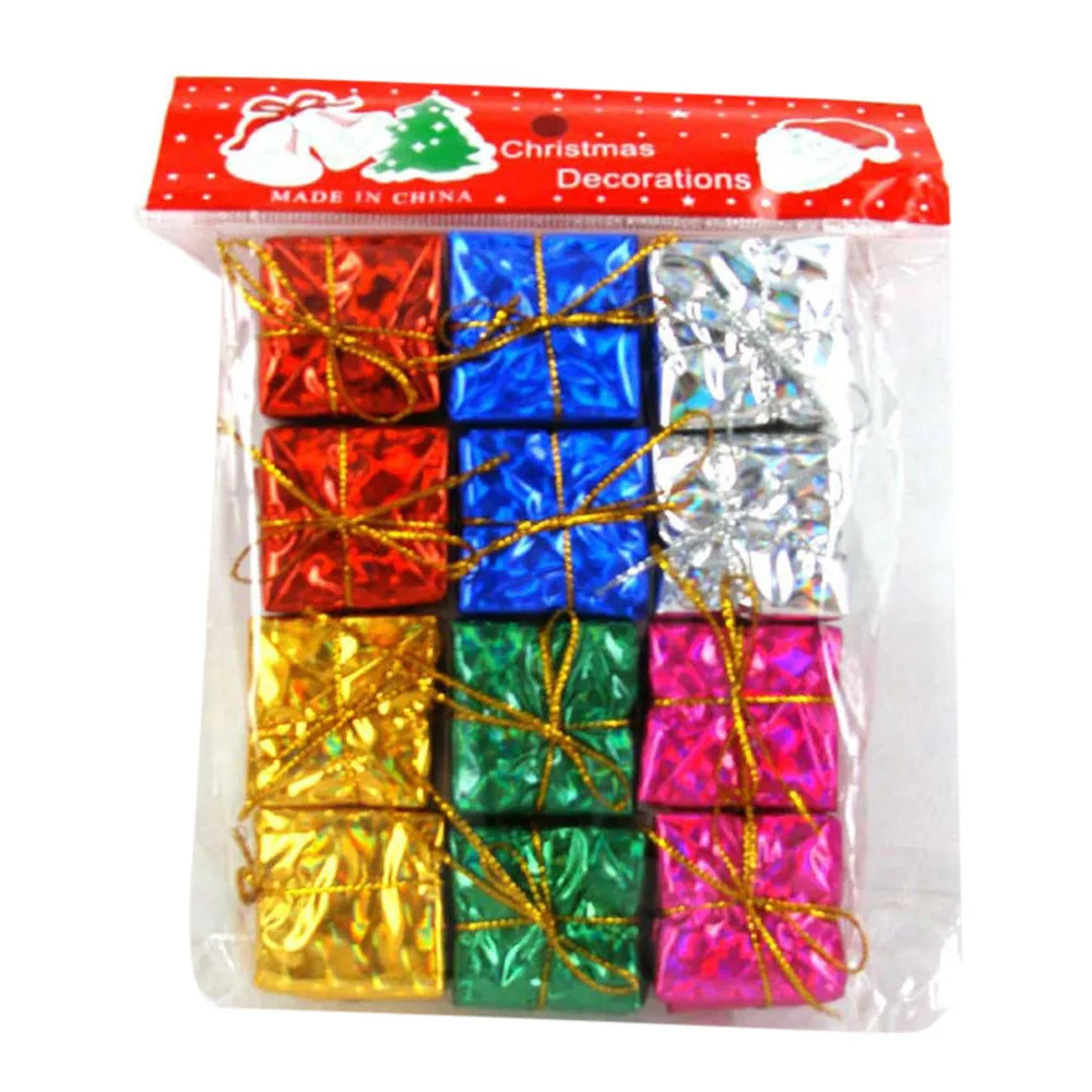12pcs Mini Christmas Hanging Ornament Foam Gift Box Xmas Tree Party Nice Decor Living Room Bedroom Home Decoration | Дом и сад
