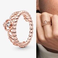 925 sterling silver pan ring rose gold retro crown ring for women wedding party gift fashion jewelry