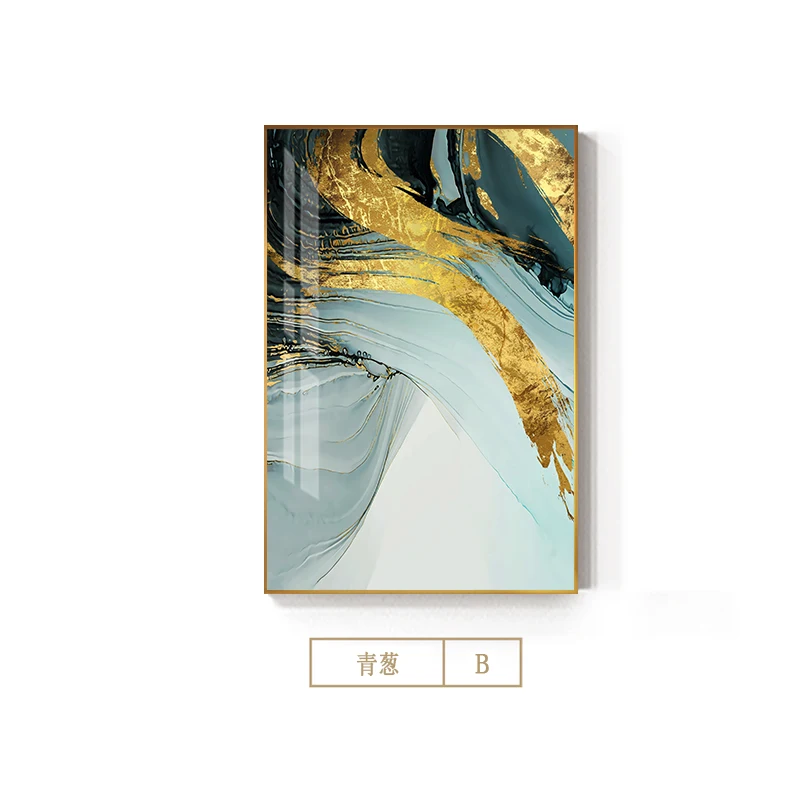 Green Gold Foil B Современный абстрактный зеленый золотой фольги Холст Искусство Мода синий плакат и печать Настенная картина для гостиной стильный Cuadro Decorativo - Цвет: Green Gold Foil B