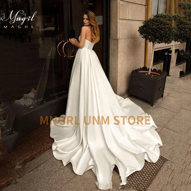 

MNGRL New Simple Wedding Dress Backless Sleeveless Design Chiffon Lace Bride Dresses Princess Dress Plus Size Tailor-made