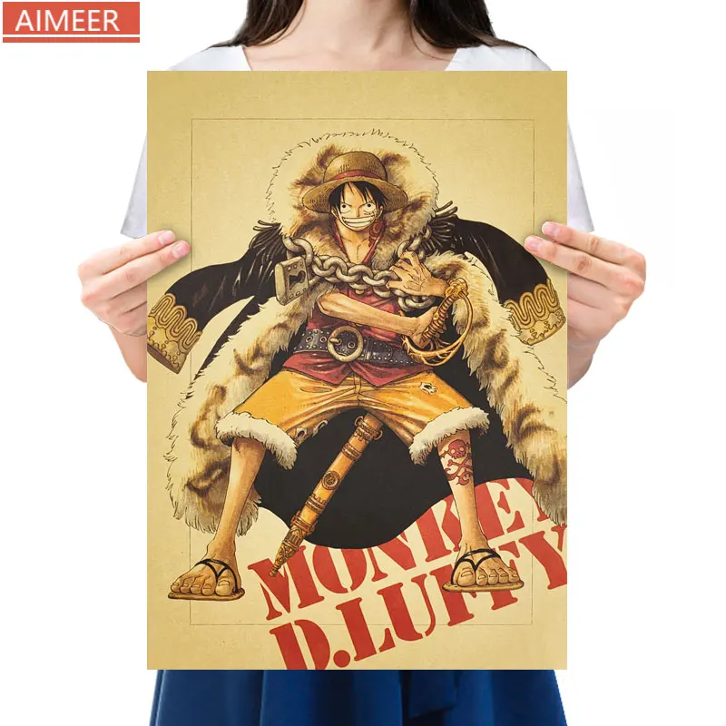 AIMEER Ностальгический цельный плакат Luffy аниме крафт бумага постер комиксы ретро