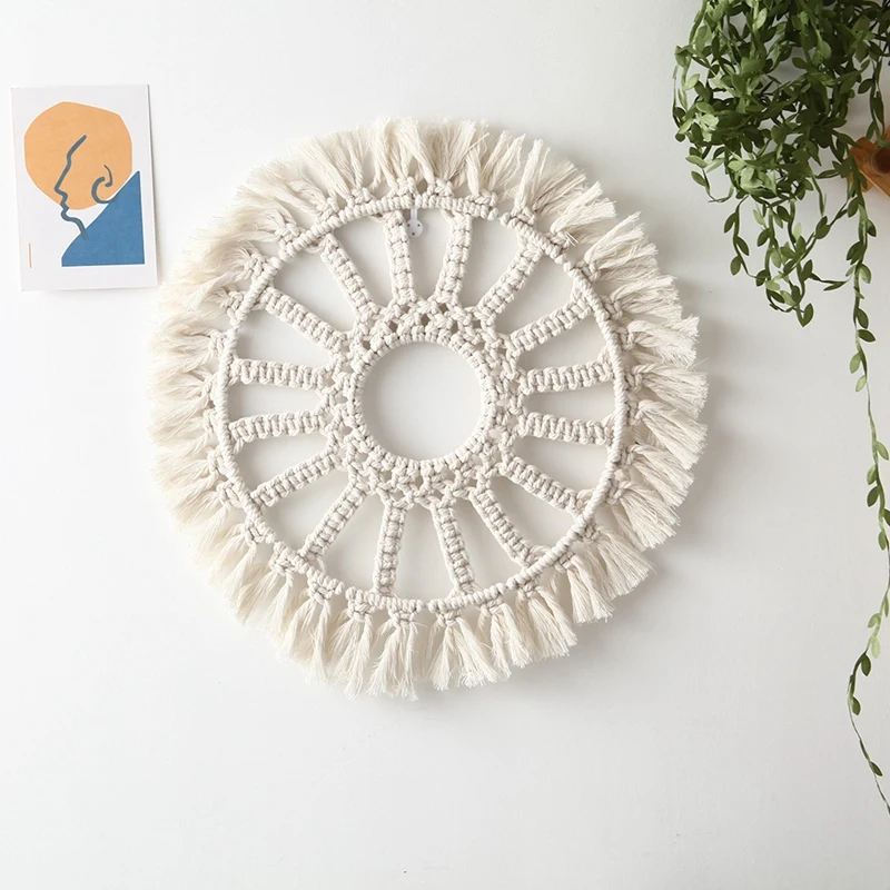 

Macrame Mirror Frame Tapestry Wall Hanging Decorative Mirror Bohemia Creative Home Art Wall Decorations