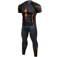 2pcs set mens tracksuit suit gym fitness compression clothing running jogging sport wear exercise workout tights
