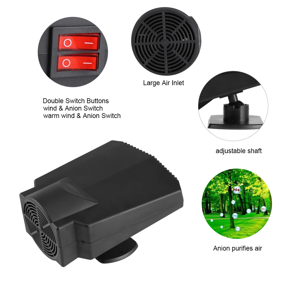 12V 250W Car Heater Defroster 360 Degrees Rotate Portable Cooler Cigarette Lighter Plug Is Built With Fuse | Автомобили и