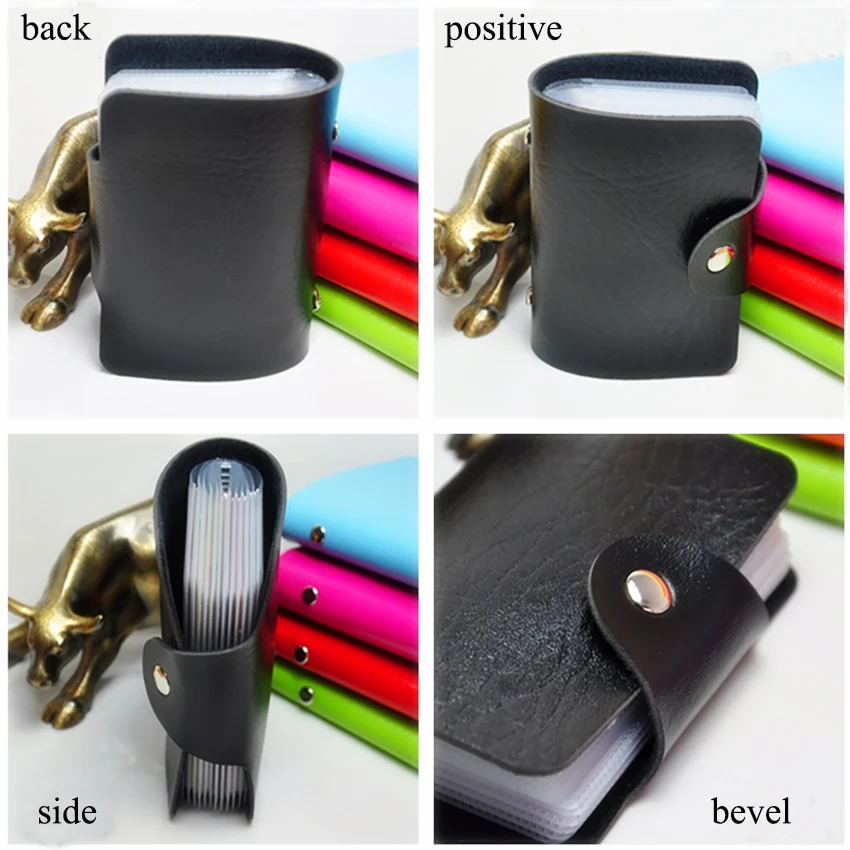 24 слотов для карт из искусственной кожи Портативный мини Карамельный цвет