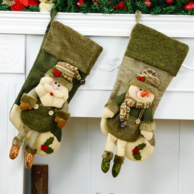 Рождественские носки с изображением Санта Клауса снеговика Chritsmas подарочные