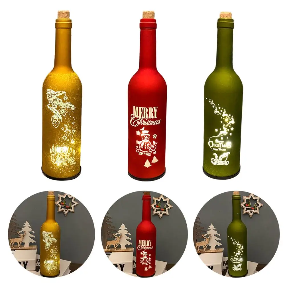 

HUIRAN Christmas Wine Bottle Light Merry Christmas Decoration For Home Xmas Decor Navidad Natal New Year Gifts 2021