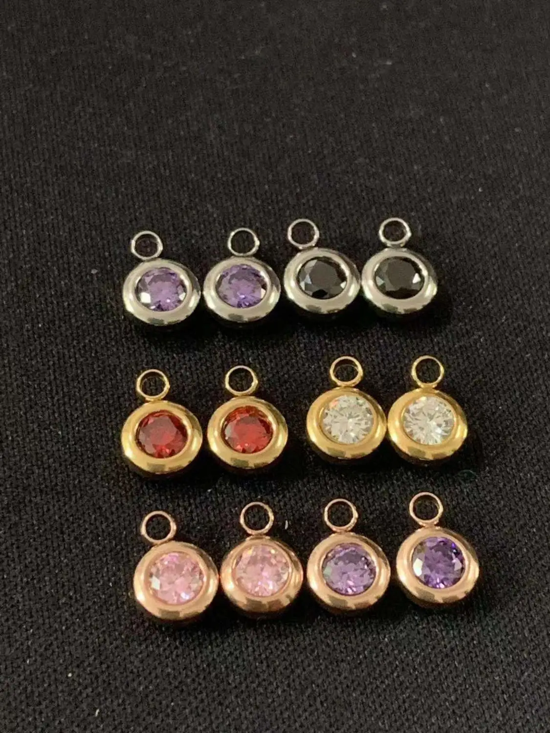 

Mix color 120pcs/lot Birthstone 6.5mm S.steel Rhinestone Drop Pendant, Gold and Rose gold Plated, Top Quality DIY Jewelry