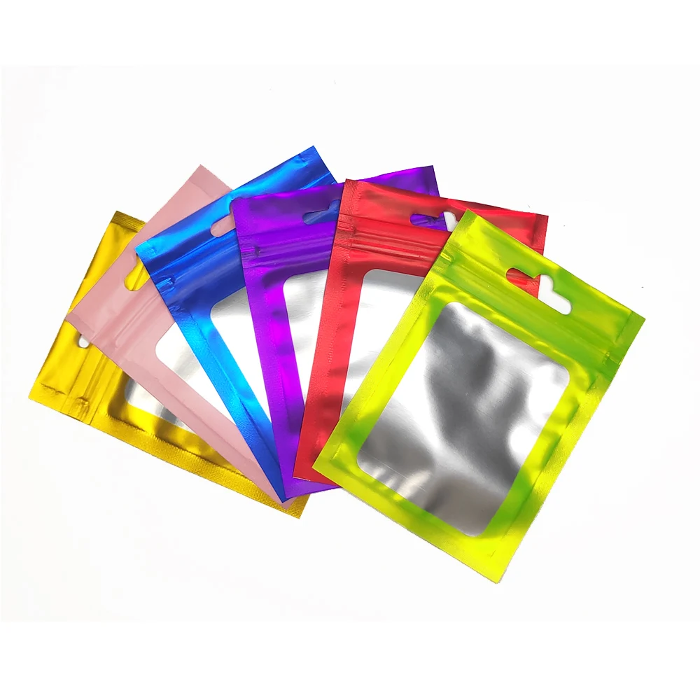 

100pcs/lot Matte Colorful Aluminum Foil Ziplock Clear Front Package Plastic Bag Snack Candy Wedding Party Small Gift Packing Bag