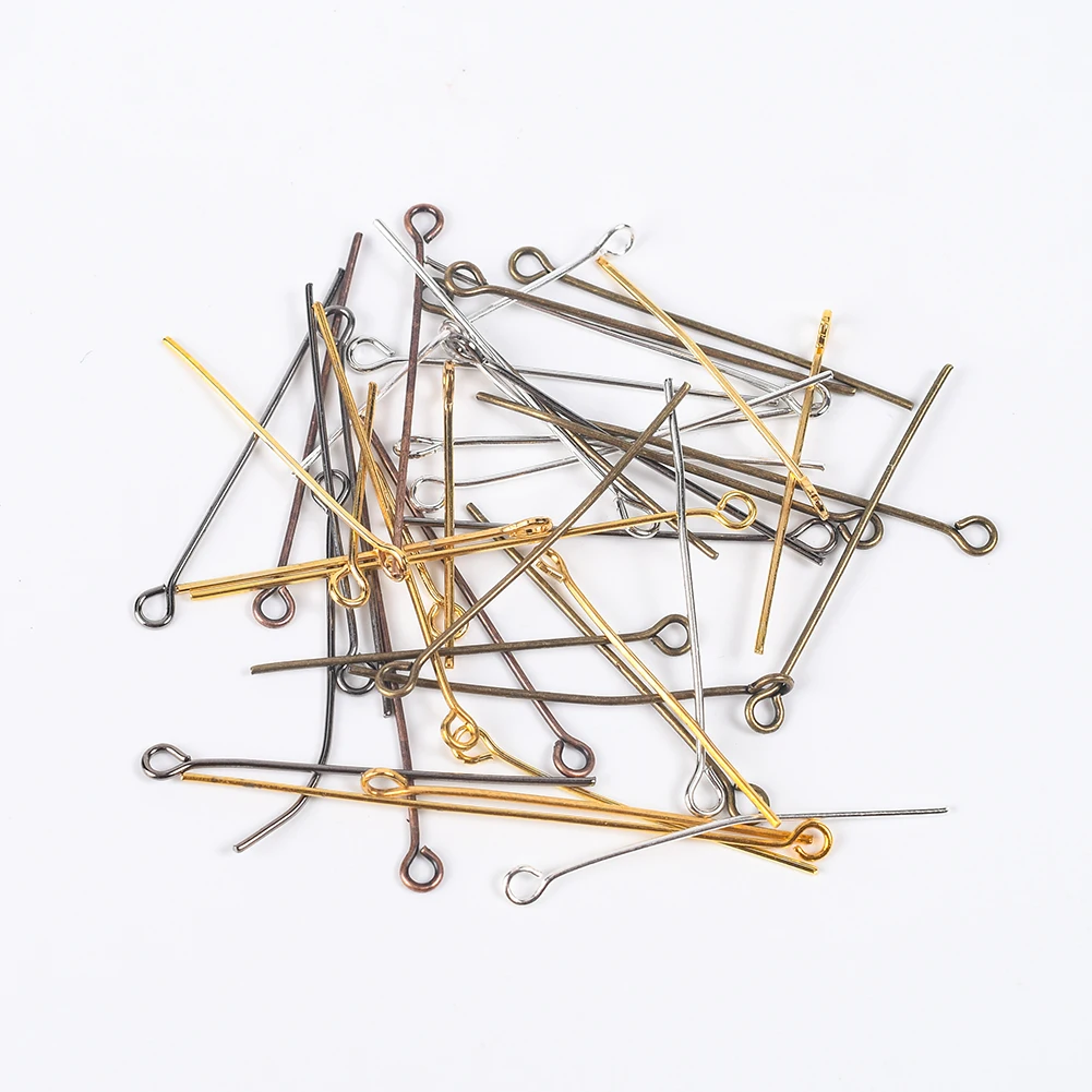 

200Pcs/Lot 16-50mm Eye Head Pins Beading Needles Eye Pins For Jewelry Making Supplies DIY Earrings Headpins Findings Accessories