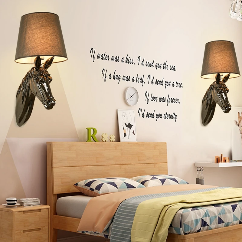 

Креативный настенный светильник в скандинавском стиле с изображением головы лошади, гостиной, настенный декоративный светильник, современ...