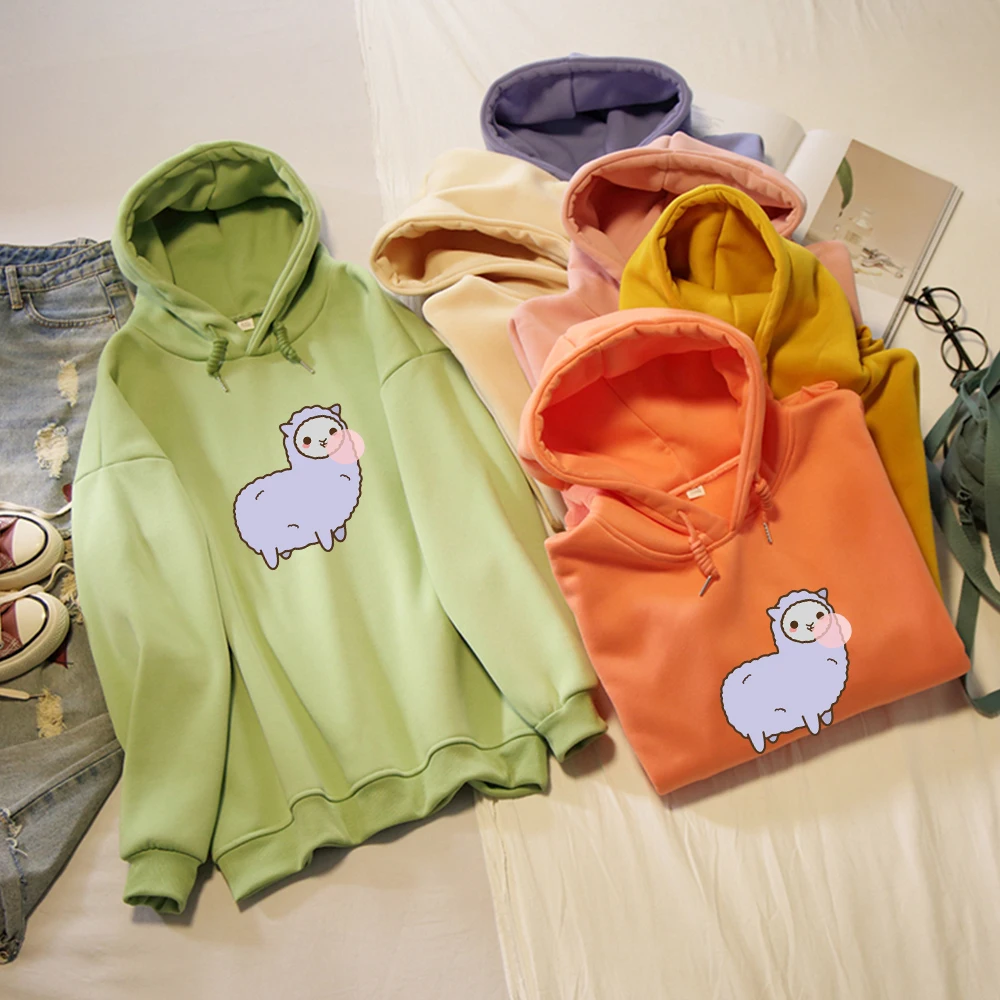 

Cute Hoodies Kawaii Sheep Print Oversized Sweatshirt for Women 90s Ulzzang Hoody Korean Clothes Female Itself Sudadera Mujer